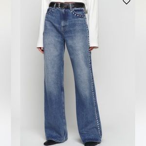 REFORMATION Cary High Rise Slouchy Wide Leg Chesapeake Studded jeans
